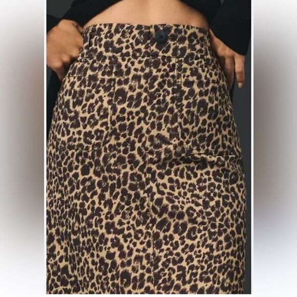 15 ANTHROPOLOGIE Maeve The Colette Skirt Size XXS Tan Brown Leopard Print - Picture 2 of 9